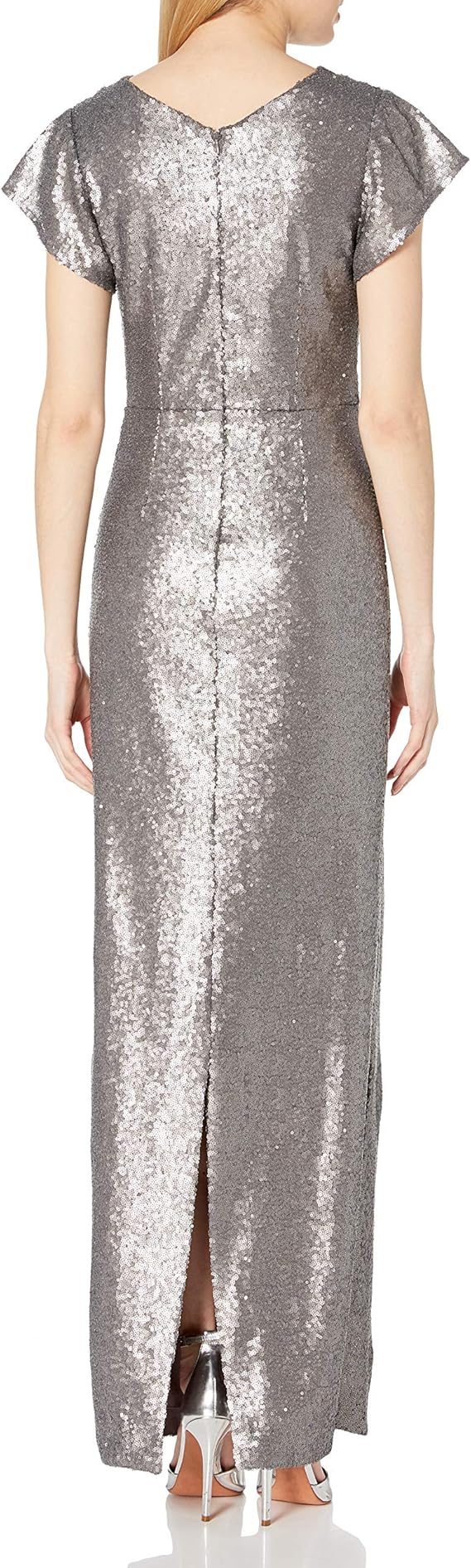 Halston Heritage Women's A-line Cowl Sequined Gown