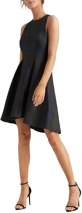 Halston Heritage Women's Fit and Flare Floral Jacquard Dress