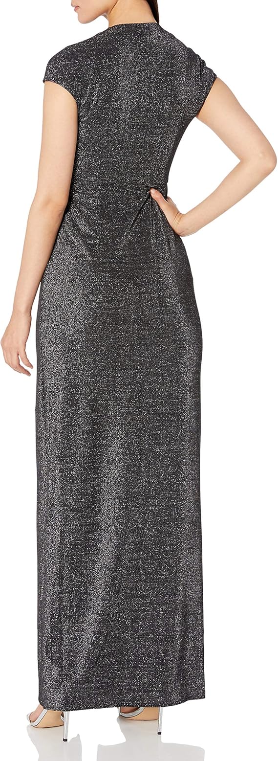Halston Heritage Women's A-line Metallic Jersey Gown