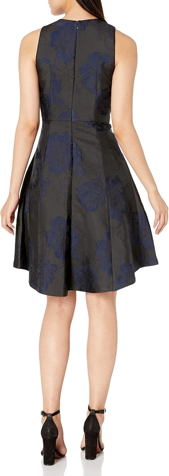 Halston Heritage Women's Fit and Flare Floral Jacquard Dress