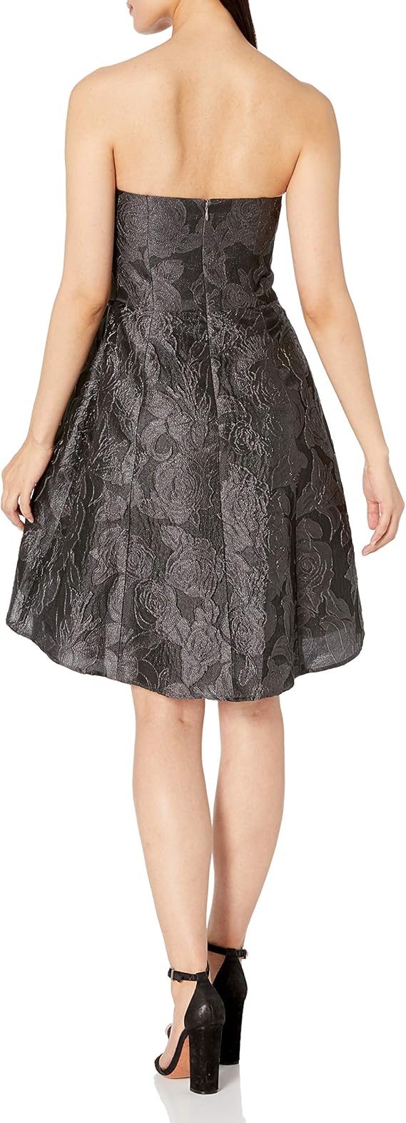 Halston Heritage Women's Fit and Flare Metallic Jacquard Dress