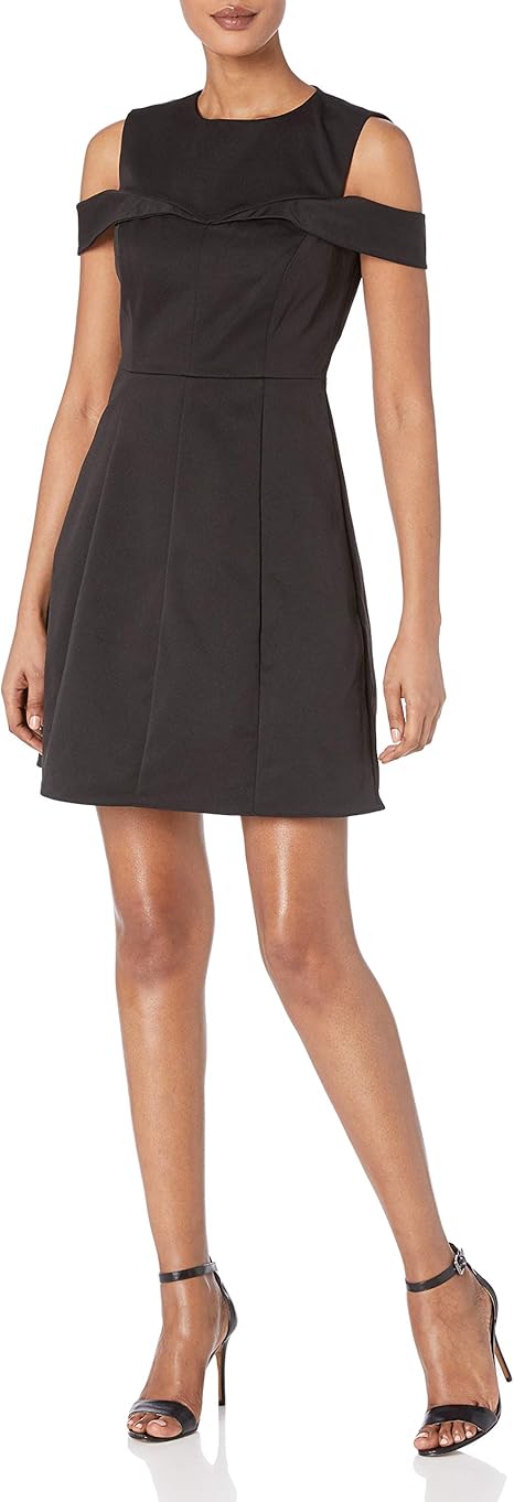 Halston Heritage Women's Fit and Flare Cold Shoulder Dress