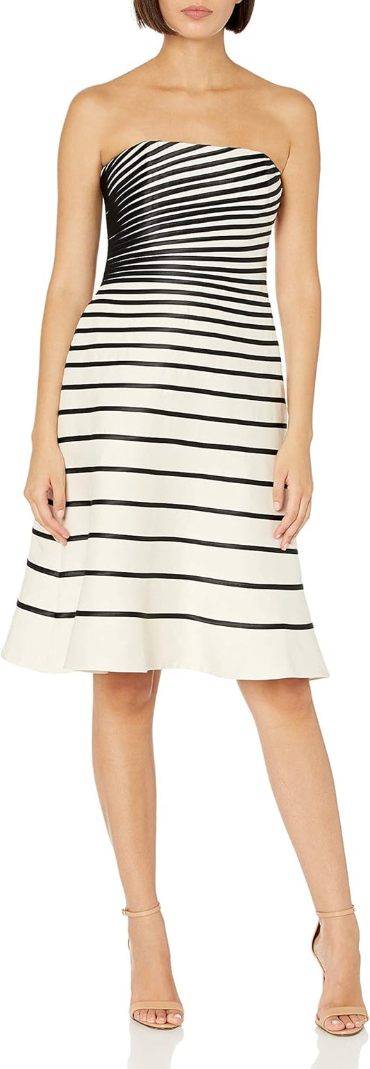 Halston Heritage Women's Fit and Flare Organic Notch Dress