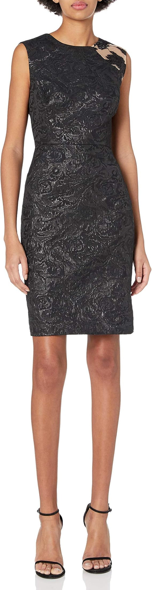 Halston Heritage Women's A-line Embellish Jacquard Dress