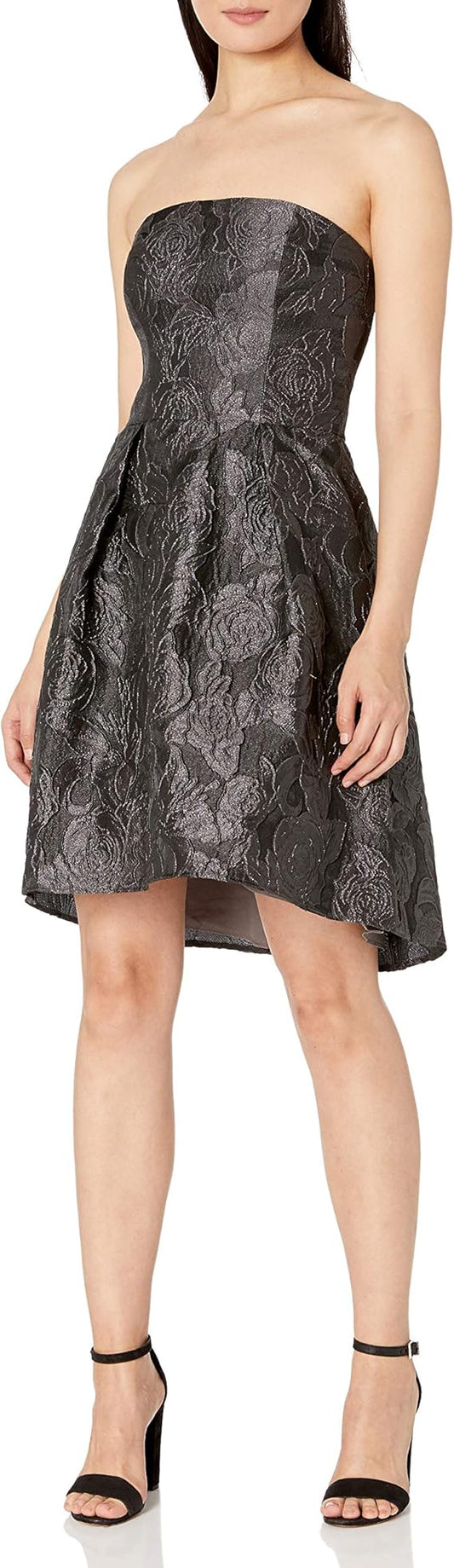 Halston Heritage Women's Fit and Flare Metallic Jacquard Dress